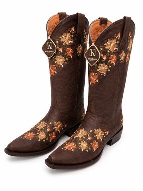 King Exotic Women's Brown Embroidered Western Boots